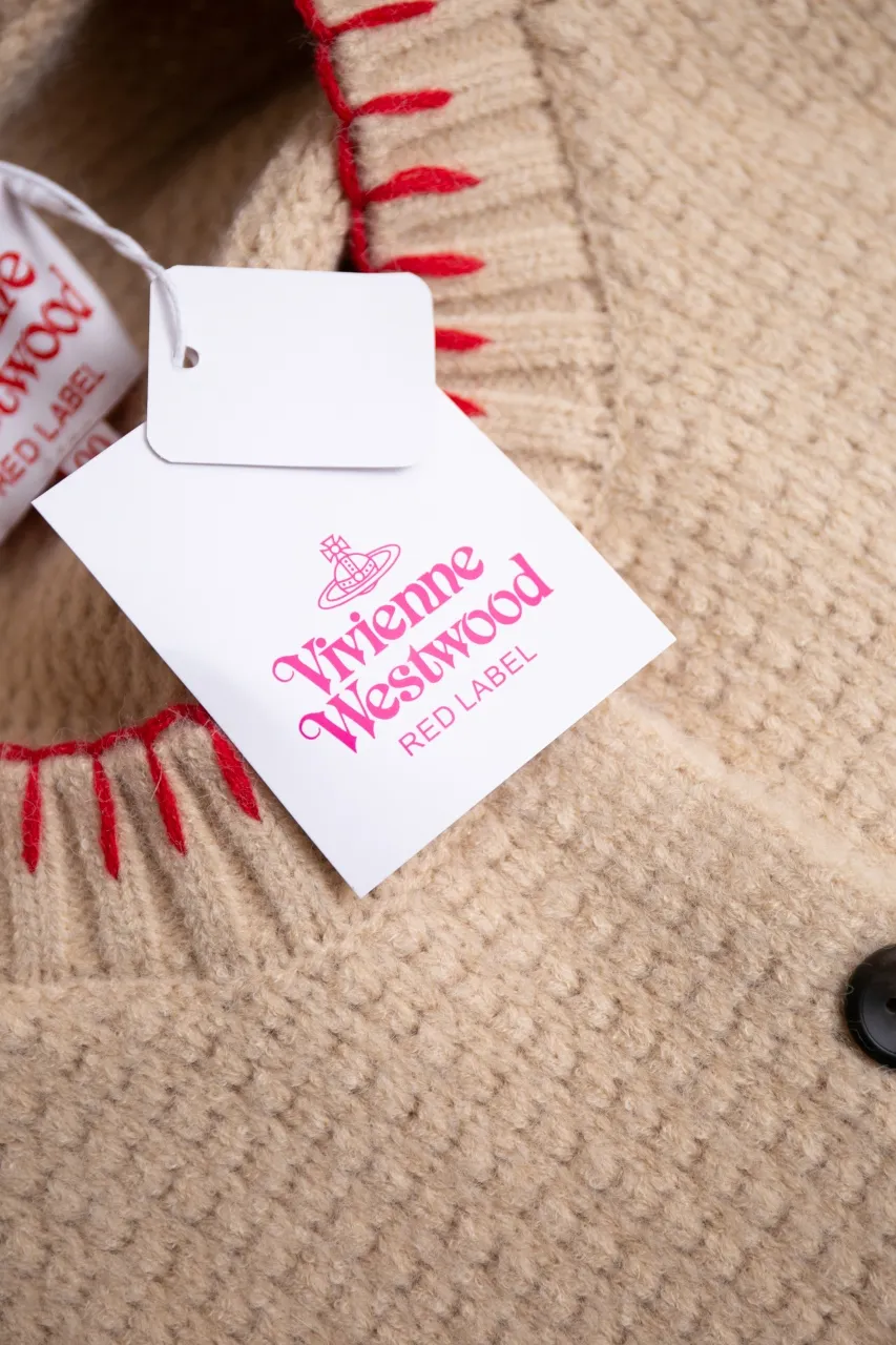 vivienne west wood Queen Mother West 25 Saturn red label limited classic scarf wool knitted short cardigan sweater S M L